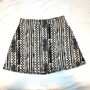 B Jewel Zip-Back Geometric Aztec Tribal Print Mini Skirt - L